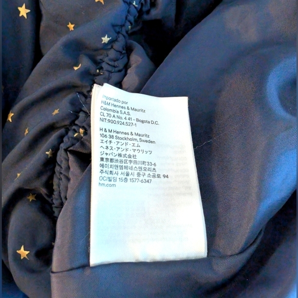 H&M Girls Navy Puffer Jacket With Gold Stars Size 4-5 - Picture 4 of 6